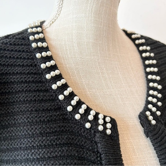 Express Black Chunky Knit Pearl Sweater - Picture 2 of 4